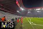 21.01.2026,  Fussball UEFA Championsleague 2025/2026: Vorrunde 7.Spieltag, FC Bayern M�nchen - Union Saint-Gilloise, in der Allianz-Arena M�nchen. Nach einem Pyro-Vorfall beim letzten Champions League Heimspiel, wurden die Bayern-Fans der S�dkurve ausgesperrt von der UEFA. Somit blieb der komplette untere Fan Block bei diesem Spiel leer.  Joshua Kimmich (FC Bayern M�nchen) 