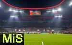 21.01.2026,  Fussball UEFA Championsleague 2025/2026: Vorrunde 7.Spieltag, FC Bayern M�nchen - Union Saint-Gilloise, in der Allianz-Arena M�nchen. Einmarsch der Mannschaften. Nach einem Pyro-Vorfall beim letzten Champions League Heimspiel, wurden die Bayern-Fans der S�dkurve ausgesperrt von der UEFA. Somit blieb der komplette untere Fan Block bei diesem Spiel leer.  