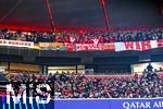 21.01.2026,  Fussball UEFA Championsleague 2025/2026: Vorrunde 7.Spieltag, FC Bayern M�nchen - Union Saint-Gilloise, in der Allianz-Arena M�nchen. Nach einem Pyro-Vorfall beim letzten Champions League Heimspiel, wurden die Bayern-Fans der S�dkurve ausgesperrt von der UEFA. Somit blieb der komplette untere Fan Block bei diesem Spiel leer.  Jedoch haben die Fanvereinigungen tausende Karten der oberen R�nge aufgekauft um dennoch lautstark und mit allen Mitgliedern vor Ort zu sein.