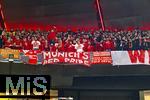 21.01.2026,  Fussball UEFA Championsleague 2025/2026: Vorrunde 7.Spieltag, FC Bayern M�nchen - Union Saint-Gilloise, in der Allianz-Arena M�nchen. Nach einem Pyro-Vorfall beim letzten Champions League Heimspiel, wurden die Bayern-Fans der S�dkurve ausgesperrt von der UEFA. Somit blieb der komplette untere Fan Block bei diesem Spiel leer.  Jedoch haben die Fanvereinigungen tausende Karten der oberen R�nge aufgekauft um dennoch lautstark und mit allen Mitgliedern vor Ort zu sein.