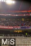 21.01.2026,  Fussball UEFA Championsleague 2025/2026: Vorrunde 7.Spieltag, FC Bayern M�nchen - Union Saint-Gilloise, in der Allianz-Arena M�nchen. Nach einem Pyro-Vorfall beim letzten Champions League Heimspiel, wurden die Bayern-Fans der S�dkurve ausgesperrt von der UEFA. Somit blieb der komplette untere Fan Block bei diesem Spiel leer.  Oben jedoch haben sich tausende Ultras Tickets des obersten Ranges gesichert um ihre Mannschaft dennoch lautstark anzufeuern. 