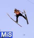 23.01.2026, Skiflug-Weltmeisterschaft Oberstdorf 2026, auf der Heini-Klopfer-Skiflugschanze in Oberstdorf (Deutschland). Einzelwettbewerb Tag 1,  PREVC Domen (Slowenien) in der Luft.