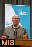 09.02.2026, Bad W�rishofen im Unterallg�u, Parteiveranstaltung zur Kommunalwahl 2026, Freie W�hler laden ein in den Kursaal. Zu Gast ist Hubert Aiwanger (Stellvertretender bayerischer Ministerpr�sident, Staatsminister f�r Wirtschaft, Landesentwicklung und Energie, Bundes- und bayerischer Landesvorsitzender der Freien W�hler) hier am Rednerpult.