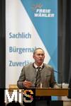 09.02.2026, Bad W�rishofen im Unterallg�u, Parteiveranstaltung zur Kommunalwahl 2026, Freie W�hler laden ein in den Kursaal. Zu Gast ist Hubert Aiwanger (Stellvertretender bayerischer Ministerpr�sident, Staatsminister f�r Wirtschaft, Landesentwicklung und Energie, Bundes- und bayerischer Landesvorsitzender der Freien W�hler) hier am Rednerpult. 