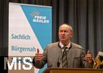 09.02.2026, Bad W�rishofen im Unterallg�u, Parteiveranstaltung zur Kommunalwahl 2026, Freie W�hler laden ein in den Kursaal. Zu Gast ist Hubert Aiwanger (Stellvertretender bayerischer Ministerpr�sident, Staatsminister f�r Wirtschaft, Landesentwicklung und Energie, Bundes- und bayerischer Landesvorsitzender der Freien W�hler) hier am Rednerpult. 