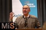 09.02.2026, Bad W�rishofen im Unterallg�u, Parteiveranstaltung zur Kommunalwahl 2026, Freie W�hler laden ein in den Kursaal. Zu Gast ist Hubert Aiwanger (Stellvertretender bayerischer Ministerpr�sident, Staatsminister f�r Wirtschaft, Landesentwicklung und Energie, Bundes- und bayerischer Landesvorsitzender der Freien W�hler) hier am Rednerpult. 