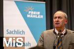 09.02.2026, Bad W�rishofen im Unterallg�u, Parteiveranstaltung zur Kommunalwahl 2026, Freie W�hler laden ein in den Kursaal. Zu Gast ist Hubert Aiwanger (Stellvertretender bayerischer Ministerpr�sident, Staatsminister f�r Wirtschaft, Landesentwicklung und Energie, Bundes- und bayerischer Landesvorsitzender der Freien W�hler) hier am Rednerpult. 
