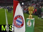 11.02.2026, Fussball DFB-Pokal 2025/2026, Viertelfinale, FC Bayern M�nchen - RB Leipzig, in der Allianz-Arena M�nchen. DFB Pokal im Detail mit der FC Bayern Fahne


