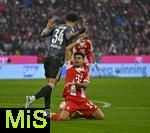 21.02.2026, Fussball Bundesliga 2025/2026, 23.Spieltag, FC Bayern M�nchen - Eintracht Frankfurt, in der Allianz-Arena M�nchen,   Nnamdi Collins (Eintracht Frankfurt) und Luis Diaz (FC Bayern M�nchen) 


