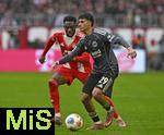 21.02.2026, Fussball Bundesliga 2025/2026, 23.Spieltag, FC Bayern M�nchen - Eintracht Frankfurt, in der Allianz-Arena M�nchen,   v.l. Alphonso Davies (FC Bayern M�nchen) gegen Ayoube Amaimouni-Echghouya (Eintracht Frankfurt) 

