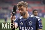 28.02.2026, Fussball Major League Soccer (MLS) 2026 Kanada USA, 2.Spieltag, Vancouver Whitecaps FC - Toronto FC, im BC Place Stadium Vancouver, Thomas M�ller (Vancouver) nach dem 3:0 Sieg seiner Mannschaft beim Interview mit Apple-tv 